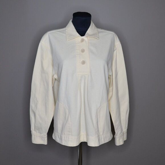 Gap Workforce Collection Cotton Pull Over Long Sleeve Ivory Chore Jacket Sz M - Picture 2 of 10